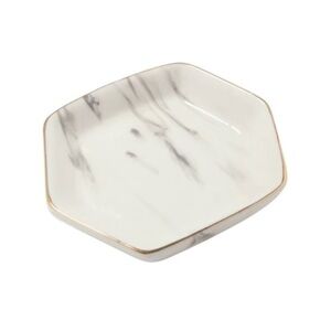 Pier 1 Imports Marble Ring Dish Hexagon | Gold Trim